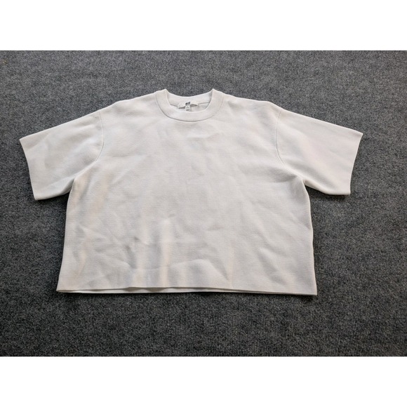 Uniqlo Sweaters - UNIQLO Washable Milano Ribbed Short Sleeve Sweater Womens Size L Off White 47832